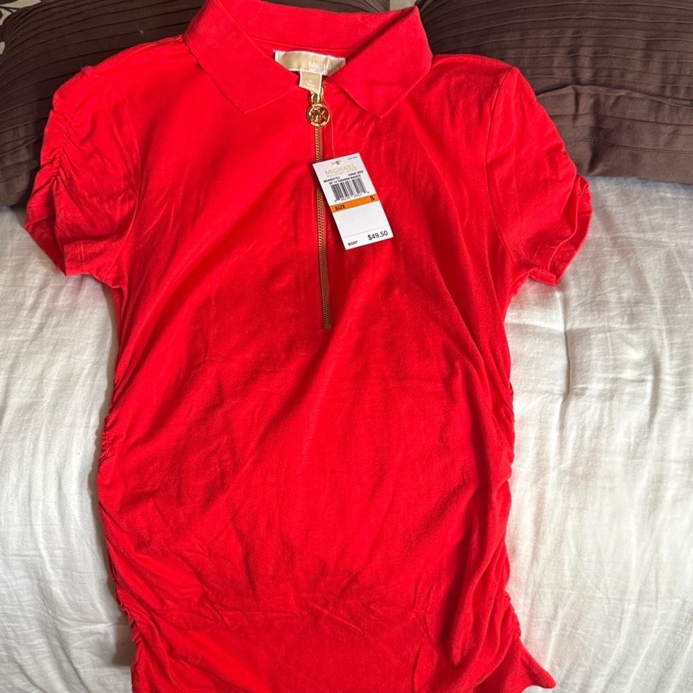 Michael Kors Red Short Sleeve Polo Tee